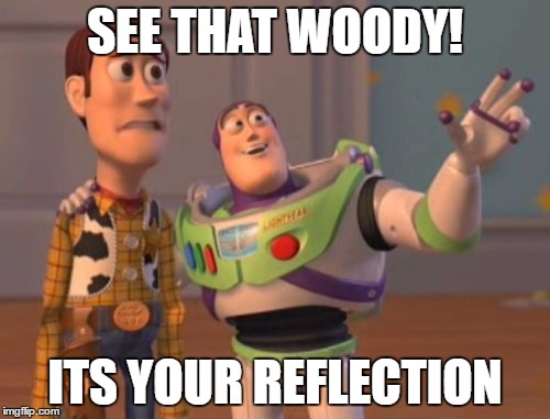 X, X Everywhere | SEE THAT WOODY! ITS YOUR REFLECTION | image tagged in memes,x x everywhere | made w/ Imgflip meme maker