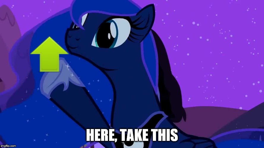 HERE, TAKE THIS | image tagged in luna doubles | made w/ Imgflip meme maker