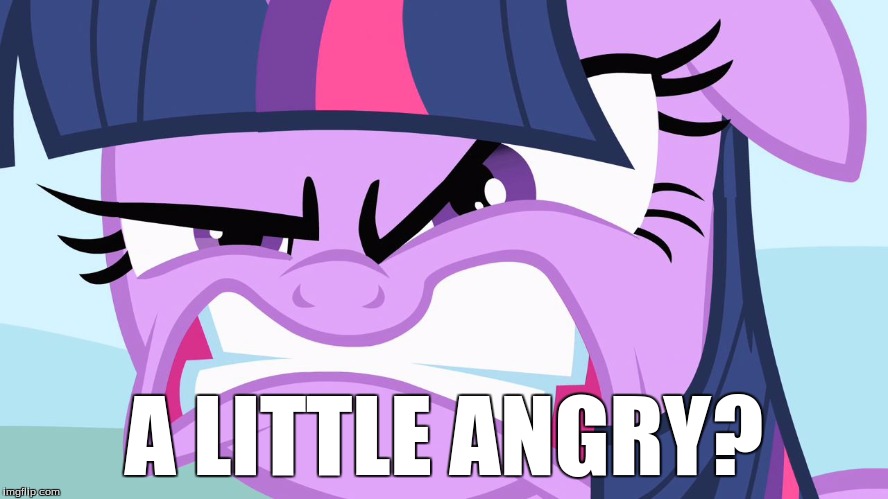 ANGRY Twilight | A LITTLE ANGRY? | image tagged in angry twilight | made w/ Imgflip meme maker