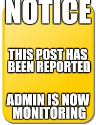 yellow | NOTICE; THIS POST HAS BEEN REPORTED; ADMIN IS NOW MONITORING | image tagged in yellow | made w/ Imgflip meme maker