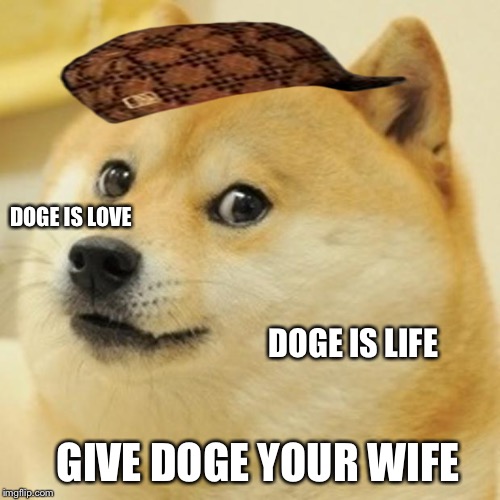 Doge Meme | DOGE IS LOVE; DOGE IS LIFE; GIVE DOGE YOUR WIFE | image tagged in memes,doge,scumbag | made w/ Imgflip meme maker