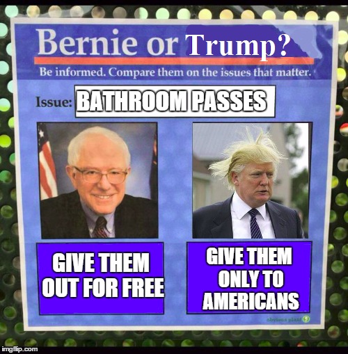 Bernie vs Trump | GIVE THEM ONLY TO AMERICANS | image tagged in trump 2016,political meme | made w/ Imgflip meme maker