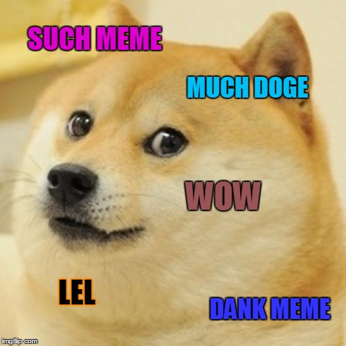 Doge Meme |  SUCH MEME; MUCH DOGE; WOW; LEL; DANK MEME | image tagged in memes,doge | made w/ Imgflip meme maker