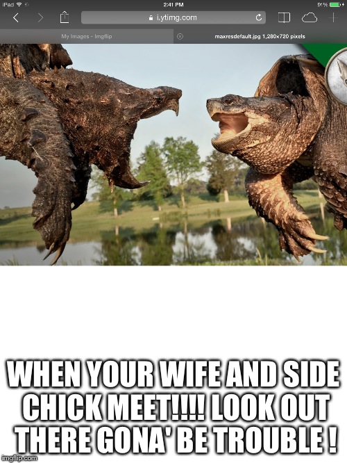 Big trouble in little china town | WHEN YOUR WIFE AND SIDE CHICK MEET!!!! LOOK OUT THERE GONA' BE TROUBLE ! | image tagged in girls be like | made w/ Imgflip meme maker