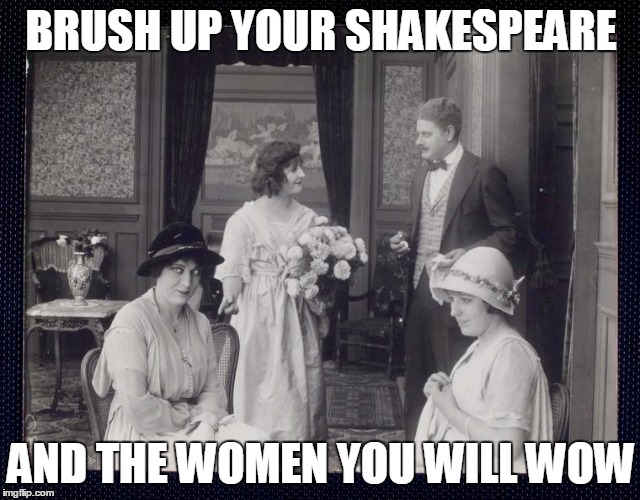 Brush up your Shakespeare | BRUSH UP YOUR SHAKESPEARE; AND THE WOMEN YOU WILL WOW | image tagged in shakespeare,women,musical,photography,flirting,love | made w/ Imgflip meme maker