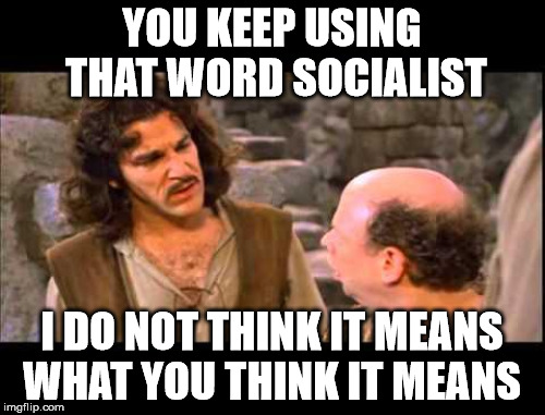 Inigo | YOU KEEP USING THAT WORD SOCIALIST; I DO NOT THINK IT MEANS WHAT YOU THINK IT MEANS | image tagged in inigo montoya | made w/ Imgflip meme maker