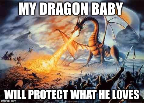 Dragon | MY DRAGON BABY; WILL PROTECT WHAT HE LOVES | image tagged in dragon | made w/ Imgflip meme maker