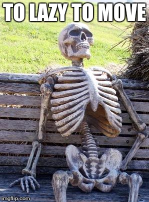 Waiting Skeleton | TO LAZY TO MOVE | image tagged in memes,waiting skeleton | made w/ Imgflip meme maker