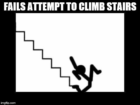 Climbing Stairs Meme | FAILS ATTEMPT TO CLIMB STAIRS | image tagged in stairs,person,lolz | made w/ Imgflip meme maker