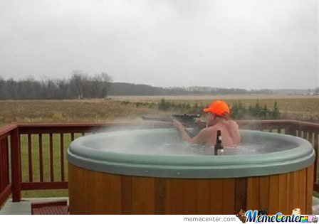 Hot tub hunting Blank Meme Template