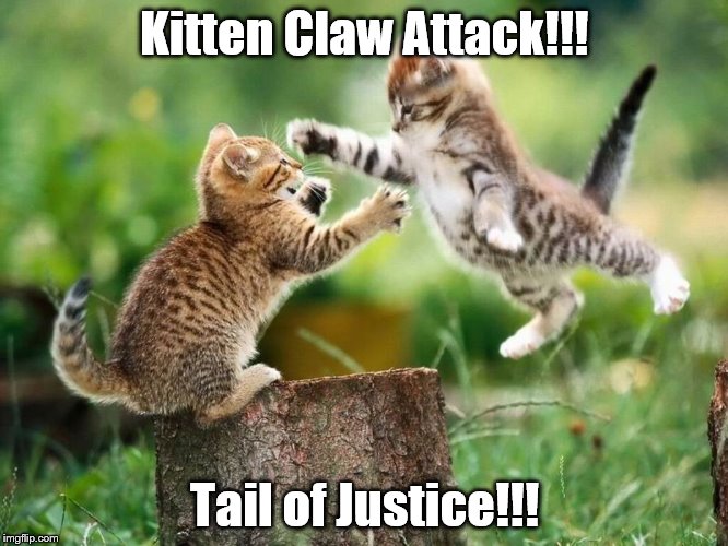 Crouching Kitten Hidden Kitten | Kitten Claw Attack!!! Tail of Justice!!! | image tagged in kitten,kittens,kungfu,martial arts | made w/ Imgflip meme maker