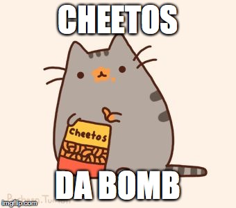 pusheen stole the cheetos | CHEETOS; DA BOMB | image tagged in pusheen stole the cheetos | made w/ Imgflip meme maker