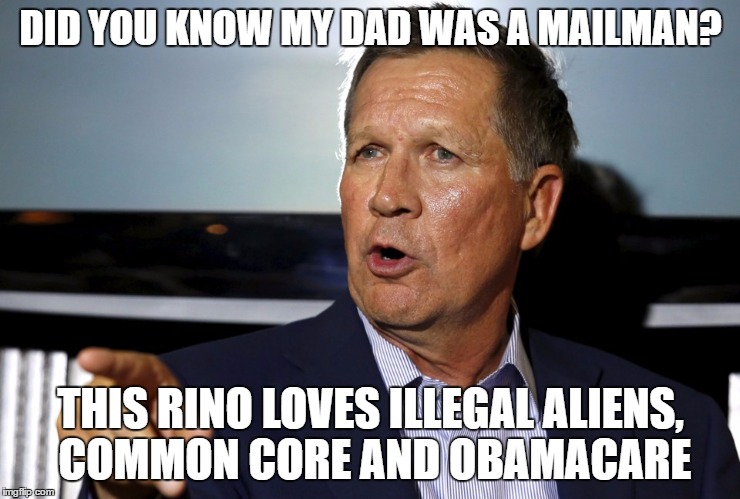 DID YOU KNOW MY DAD WAS A MAILMAN? THIS RINO LOVES ILLEGAL ALIENS, COMMON CORE AND OBAMACARE | made w/ Imgflip meme maker