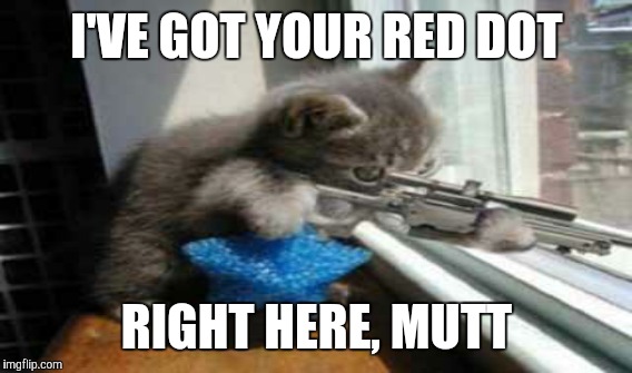 I'VE GOT YOUR RED DOT RIGHT HERE, MUTT | made w/ Imgflip meme maker
