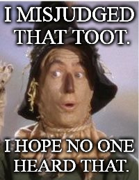 Scarecrow | I MISJUDGED THAT TOOT. I HOPE NO ONE HEARD THAT. | image tagged in scarecrow,funny memes | made w/ Imgflip meme maker