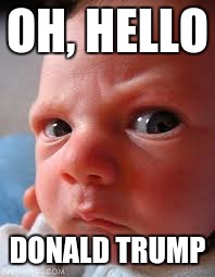 Angry Baby | OH, HELLO; DONALD TRUMP | image tagged in angry baby | made w/ Imgflip meme maker