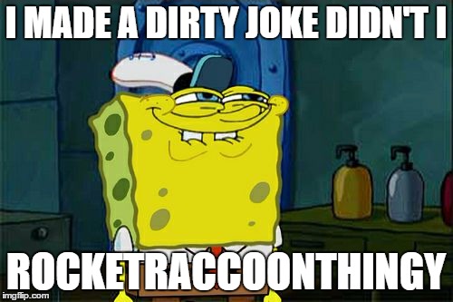 I MADE A DIRTY JOKE DIDN'T I ROCKETRACCOONTHINGY | image tagged in memes,dont you squidward | made w/ Imgflip meme maker