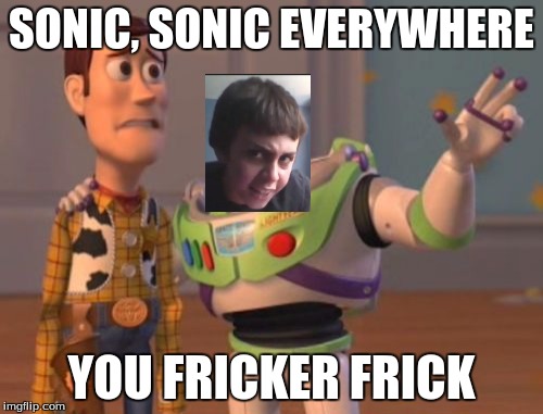 X, X Everywhere | SONIC, SONIC EVERYWHERE; YOU FRICKER FRICK | image tagged in memes,x x everywhere | made w/ Imgflip meme maker