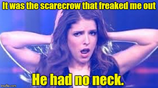 I don't believe it Anna | It was the scarecrow that freaked me out He had no neck. | image tagged in i don't believe it anna | made w/ Imgflip meme maker