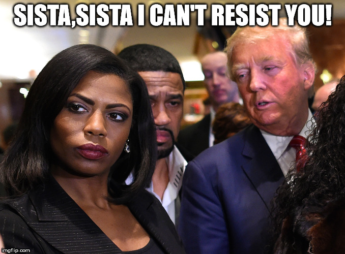 Sista,Sista I can't Resist You! | SISTA,SISTA I CAN'T RESIST YOU! | image tagged in donald trump,racist | made w/ Imgflip meme maker