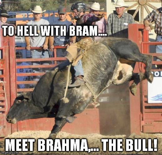 TO HELL WITH BRAM.... MEET BRAHMA,... THE BULL! | made w/ Imgflip meme maker