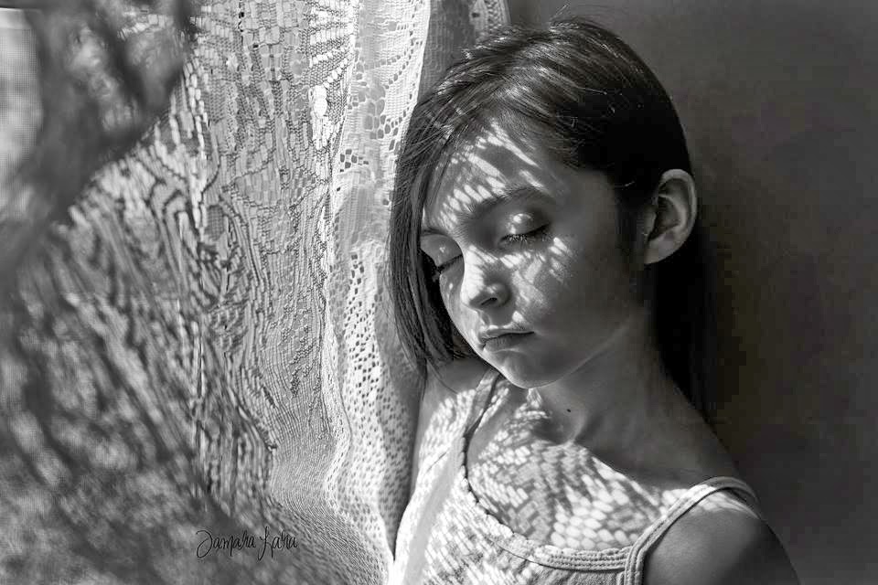 Tamara Lara Photography young girl eyes closed window shadows fa Blank Meme Template