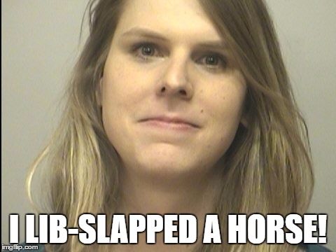 horse slapper | I LIB-SLAPPED A HORSE! | image tagged in trump,rally,horse,horse slapper,protester | made w/ Imgflip meme maker