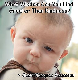 Well? | What Wisdom Can You Find Greater Than Kindness? ~ Jean-Jacques Rousseau | image tagged in memes,skeptical baby,kindness | made w/ Imgflip meme maker