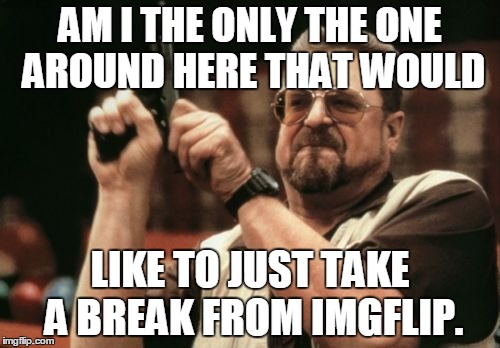 I Know Raydog, Has Said This Before, But I Am Not Sure If I Should... | AM I THE ONLY THE ONE AROUND HERE THAT WOULD; LIKE TO JUST TAKE A BREAK FROM IMGFLIP. | image tagged in memes,am i the only one around here,raydog,leaving,imgflip | made w/ Imgflip meme maker