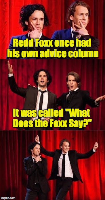 Redd Foxx once had his own advice column; It was called "What Does the Foxx Say?" | image tagged in bad pul ylvis | made w/ Imgflip meme maker