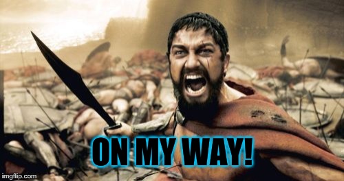 Sparta Leonidas Meme | ON MY WAY! | image tagged in memes,sparta leonidas | made w/ Imgflip meme maker