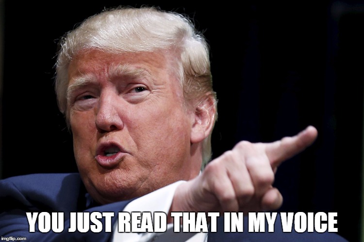 Trumpy | YOU JUST READ THAT IN MY VOICE | image tagged in trumpy | made w/ Imgflip meme maker