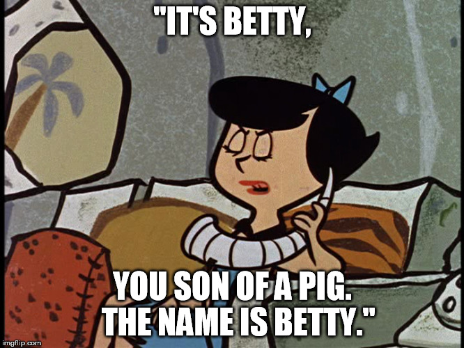 Goodbye...Sally | "IT'S BETTY, YOU SON OF A PIG.  THE NAME IS BETTY." | image tagged in master,crane,tiger,fist | made w/ Imgflip meme maker