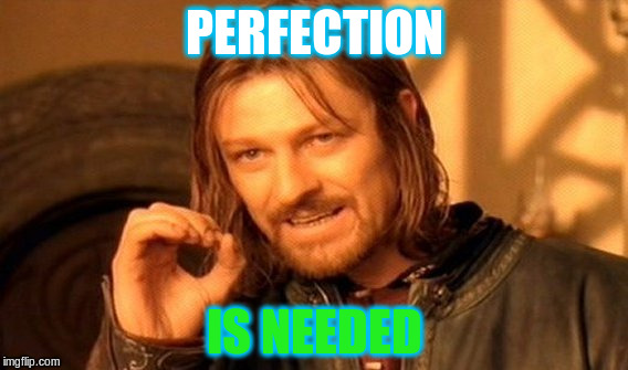 One Does Not Simply Meme | PERFECTION; IS NEEDED | image tagged in memes,one does not simply | made w/ Imgflip meme maker