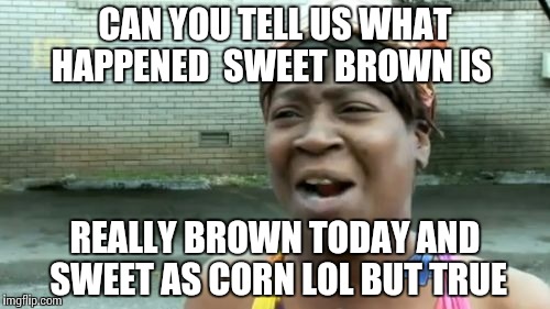 Ain't Nobody Got Time For That Meme | CAN YOU TELL US WHAT HAPPENED

SWEET BROWN IS; REALLY BROWN TODAY AND SWEET AS CORN LOL BUT TRUE | image tagged in memes,aint nobody got time for that | made w/ Imgflip meme maker