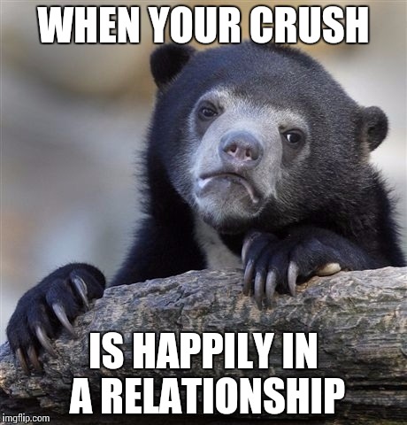 Confession Bear Meme | WHEN YOUR CRUSH; IS HAPPILY IN A RELATIONSHIP | image tagged in memes,confession bear | made w/ Imgflip meme maker