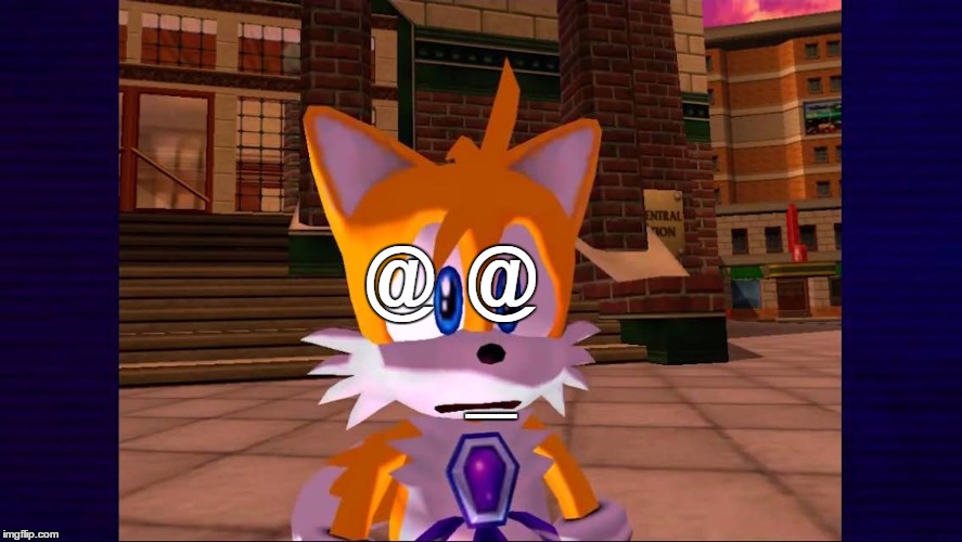Tail's face in letter form | @  @     _ | image tagged in tailz,sonic,emojii,text,copypasta,text/picture | made w/ Imgflip meme maker