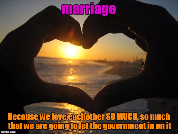 love | marriage; Because we love eachother SO MUCH, so much that we are going to let the government in on it | image tagged in love | made w/ Imgflip meme maker