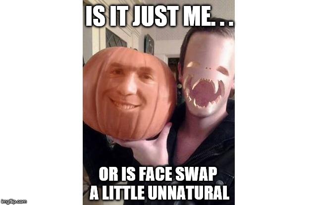 IS IT JUST ME. . . OR IS FACE SWAP A LITTLE UNNATURAL | image tagged in face swap,memes | made w/ Imgflip meme maker