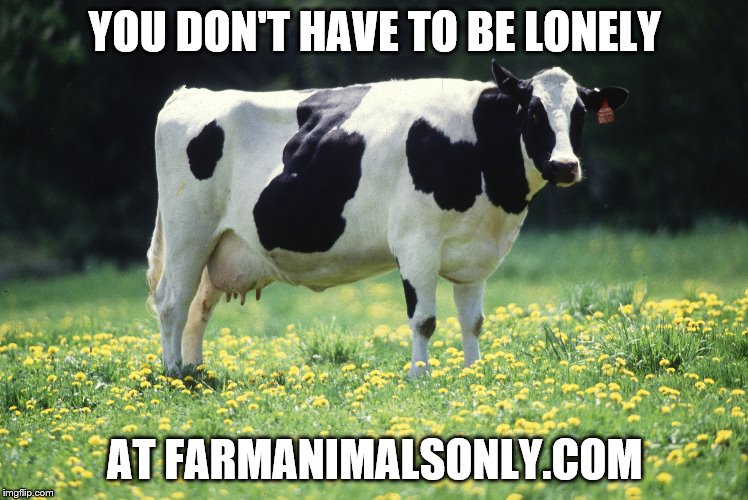 YOU DON'T HAVE TO BE LONELY AT FARMANIMALSONLY.COM | made w/ Imgflip meme maker
