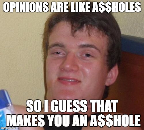 That's Just My Opinion | OPINIONS ARE LIKE A$$HOLES; SO I GUESS THAT MAKES YOU AN A$$HOLE | image tagged in memes,10 guy | made w/ Imgflip meme maker