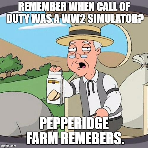 Pepperidge Farm Remembers | REMEMBER WHEN CALL OF DUTY WAS A WW2 SIMULATOR? PEPPERIDGE FARM REMEBERS. | image tagged in memes,pepperidge farm remembers | made w/ Imgflip meme maker