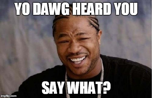 Yo Dawg Heard You Meme | YO DAWG HEARD YOU SAY WHAT? | image tagged in memes,yo dawg heard you | made w/ Imgflip meme maker