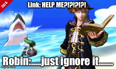 Link gets eaten | Link: HELP ME?!?!?!?! Robin:.....just ignore it....... | image tagged in link gets eaten,scumbag | made w/ Imgflip meme maker