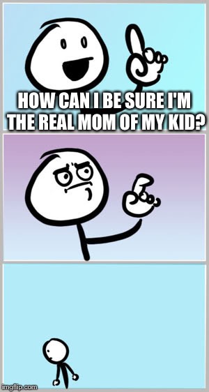 Well Nevermind | HOW CAN I BE SURE I'M THE REAL MOM OF MY KID? | image tagged in well nevermind,memes | made w/ Imgflip meme maker