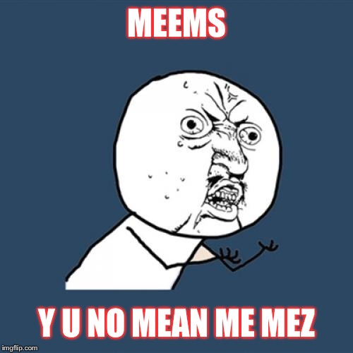 Y U No Meme | MEEMS Y U NO MEAN ME MEZ | image tagged in memes,y u no | made w/ Imgflip meme maker