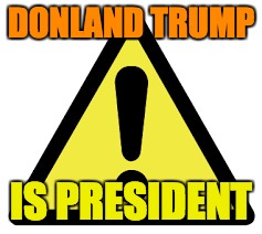 donald trump | DONLAND TRUMP; IS PRESIDENT | image tagged in donald trump | made w/ Imgflip meme maker