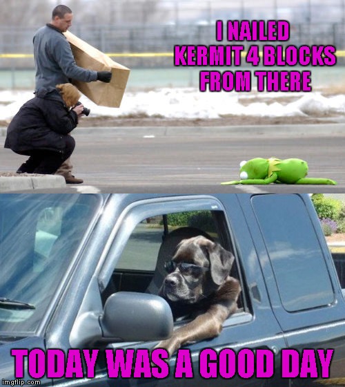 I NAILED KERMIT 4 BLOCKS FROM THERE TODAY WAS A GOOD DAY | made w/ Imgflip meme maker