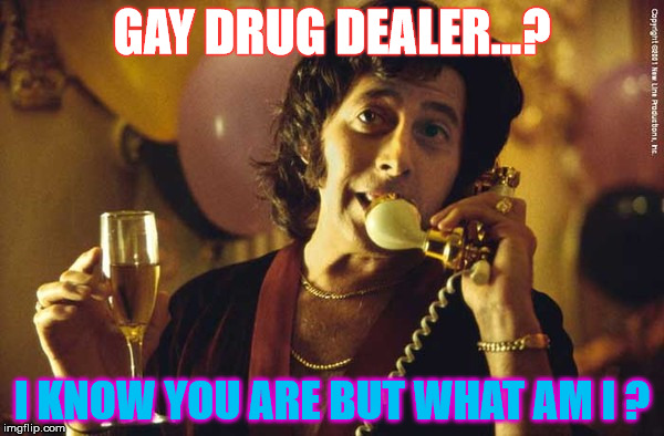 pee wee herman drugs movie blow | GAY DRUG DEALER...? I KNOW YOU ARE BUT WHAT AM I ? | image tagged in pee wee herman drugs movie blow | made w/ Imgflip meme maker