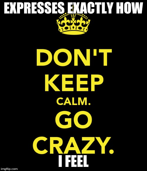 Go crazy | EXPRESSES EXACTLY HOW; I FEEL | image tagged in crazy,me | made w/ Imgflip meme maker